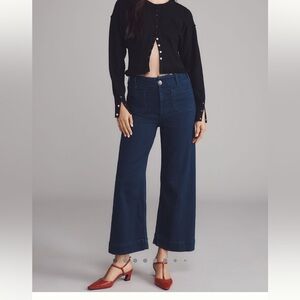 Collette High Rise Crop Wide Leg Jean by Maeve (Dark Denim, 25)